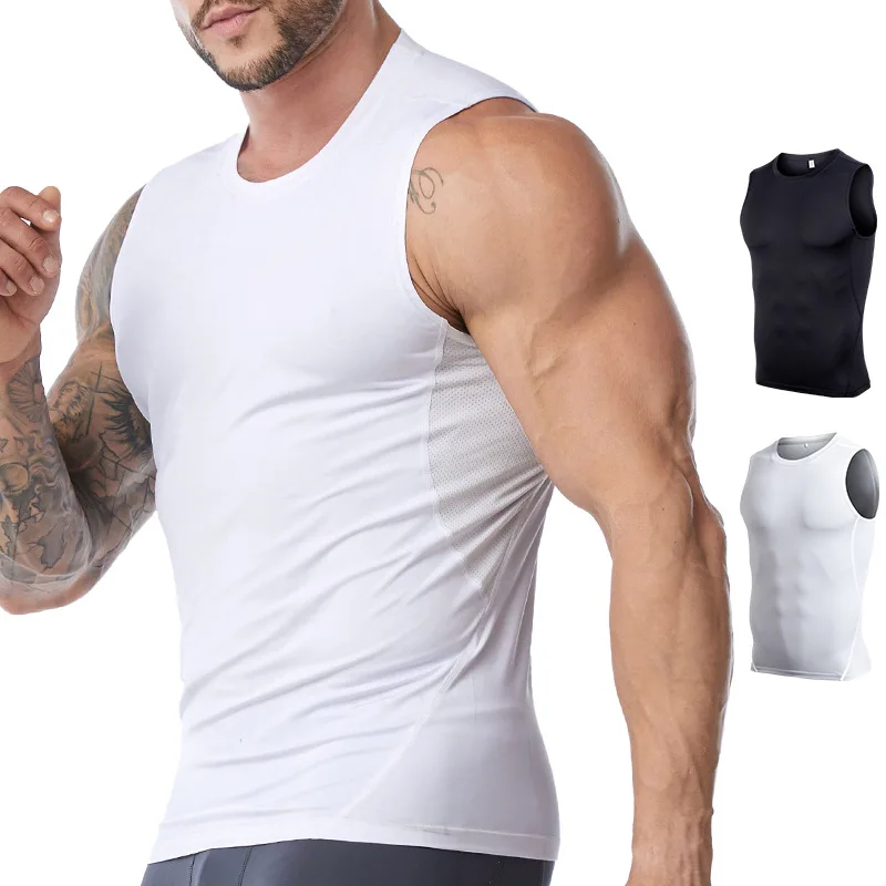 

Men Sleeveless Vest Summer Breathable Quick-drying Male Tight Gyms Clothes Bodybuilding Undershirt Fitness Tank Tops