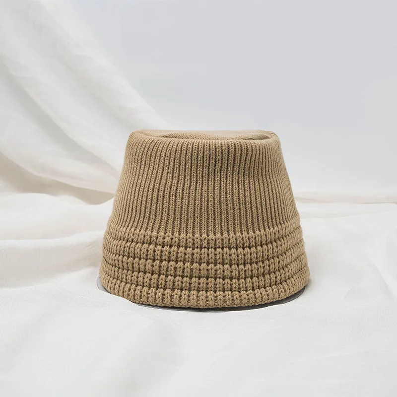 Beige Модная шапка в рыбацком стиле для женщин; сезон зима-весна; толстая теплая вязаная Панама; Новинка; однотонная Рыбацкая шляпа; женская панама; уличная шапка - Цвет: Beige