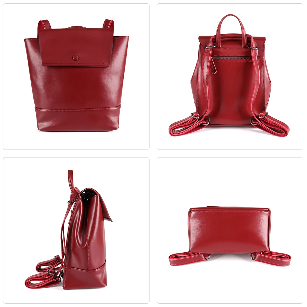 JOGUJOS Cowhide Leather Women Backpacks Knapsack Female Travel Backpack Fashion Shoulder Bag Leather Mochila Daypacks School Bag
