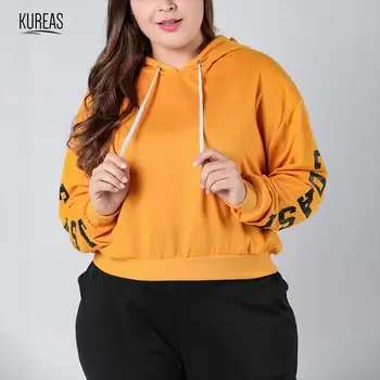 

Kureas Women Hoodies Plus Siz Pullover Sweatshirts Long Sleeve Fashion Letter Printed Female Tops Winter Autumn 5XL
