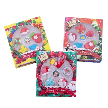 

5 pcs/pack Christmas Gift Stockings Santa Claus Rubber Eraser Primary Student Prizes Promotional Gift Stationery