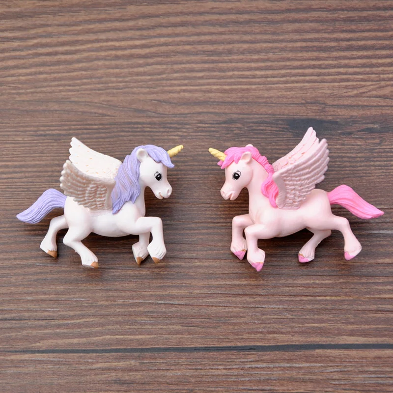 Unicor Cake Topper Miniature Pegasus Rainbow Figure Girl Woman Angel Wings Birthday Party Wedding Cake Decoration Supplies cake topper cake toppers cake decorations birthday party supplies party decorations