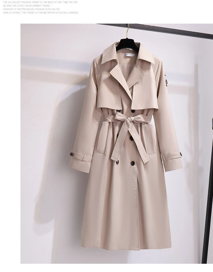 Women Autumn Long Trench Coat Double Breasted Slim Female Outwear Fashion Windbreaker Loose Casual Korean Style Chic Clothing womens parka