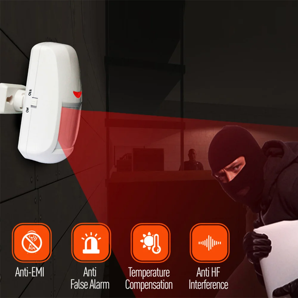 GauTone PA96R PIR Motion Sensor 15kg Pet Immune Wireless Infared Motion Detector Connect with RF 433MHz Alarm System