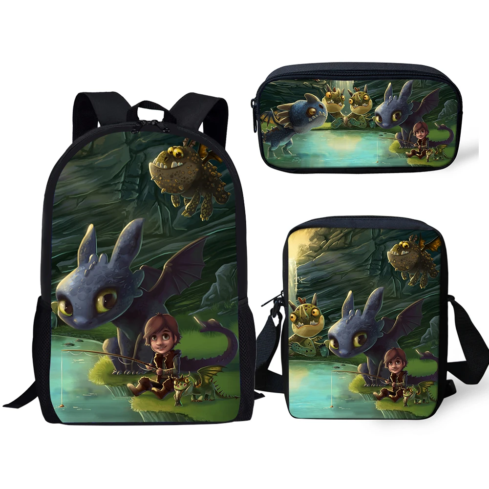 

HaoYun 3PCs/Set Children Backpack How to Train Your Dragon Pattern Kids School Bags Cartoon Teenagers Book-Bags Mochila Rucksack