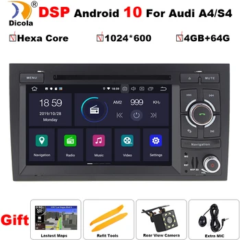 

7" IPS PX6 Car Multimedia Player 2 Din Auto Radio Android 10 For Audi/A4/S4 2002-2008 GPS DVD Hexa Core RAM 4GB ROM 64GB DVR DSP