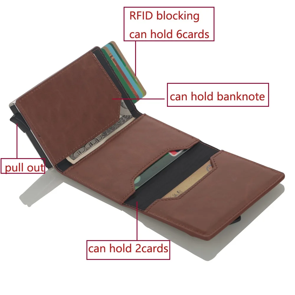 Credit Card Holder Aluminum Box Card Wallet RFID PU Leather Pop Up Case Magnet Carbon Fiber Coin Purse wallet card holder,credit card wallet,leather wallet,credit card holder,coin purse wallet,card holder,card wallet,coin purse,wallet card bag