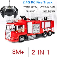 Big High Simulation RC Fire Truck Multi-Function 2.4G Remote Control Auto Water Spray Ambulance Car With Light Sound Effect Gift 1