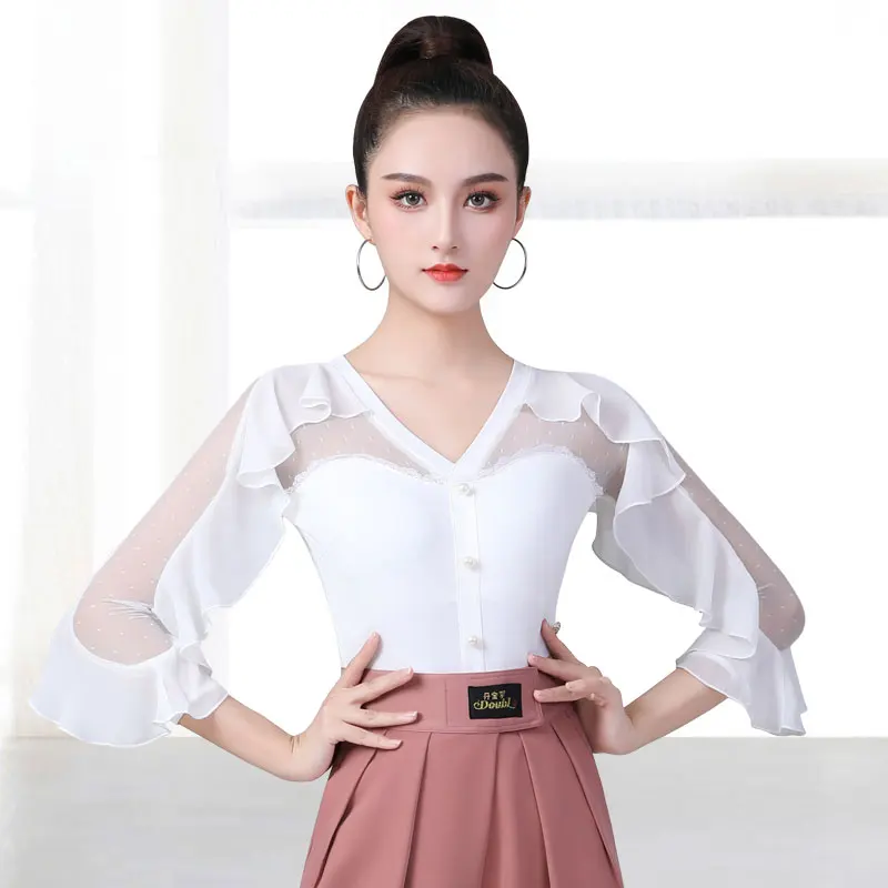 

Excellent Quality Latin Dance Leotard Female Sexy Performance Dancing Shirt Ballroom Cha Cha Samba Practice Dance Clothes