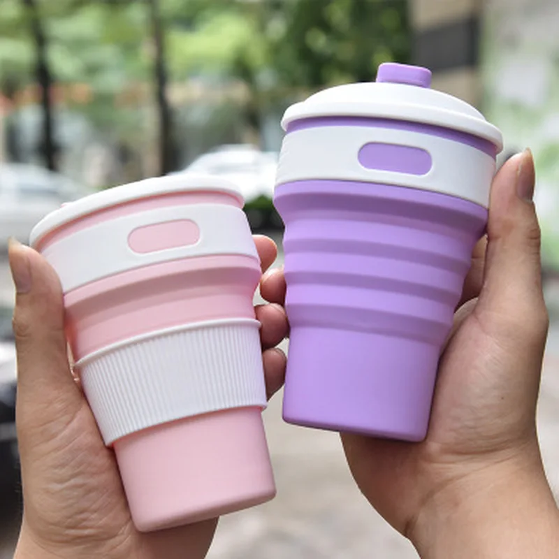 Силиконовая чашка креативная силиконовая складная 360 мл круглая Выдвижная