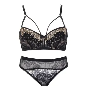 

Sexy Women Lace Floral Bra Set See Through Hollow Ladies Underwear Lingerie Set Lace Embroidery Padded Push Up Bralette Briefs