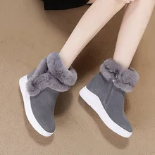 Новинка; зимние кожаные бархатные кроссовки на танкетке; теплая Нескользящая хлопковая обувь; женская обувь на платформе; прогулочная обувь; ZZ-159