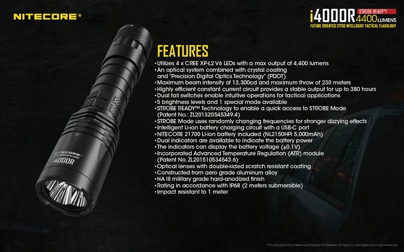 4400 Lumens Nitecore i4000R Tactical Flashlight (27)