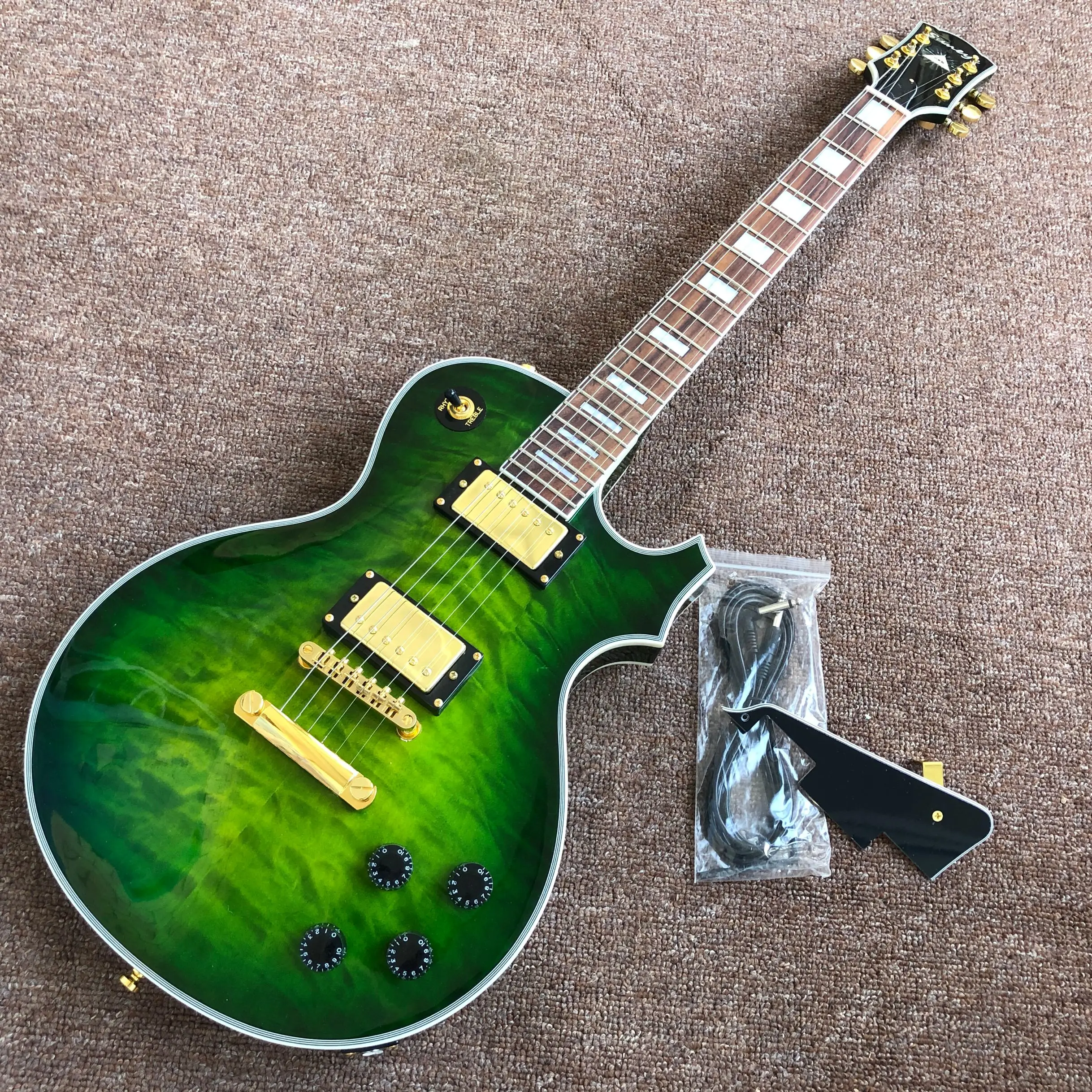 

beautiful top quality electric guitar in green color with Cloud floc maple top , all colors are avaible , some free shipping