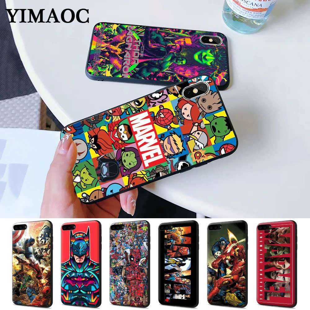 

Marvel Comics logo DIY Printing Drawing Silicone Case for iPhone 5 5S 6 6S Plus 7 8 X XS Max XR