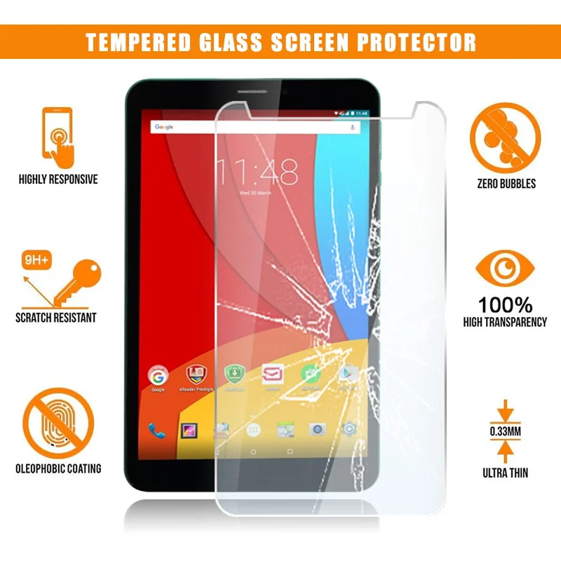 

Screen Protector for Prestigio MultiPad Wize 3408 8" Tablet Tempered Glass Scratch Resistant Anti-fingerprint Film Cover