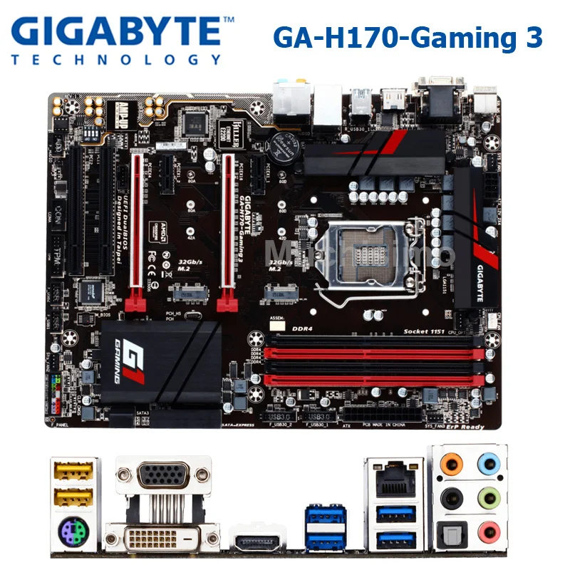 Gigabyte GA-H170-GAMING 3 LGA 115 материнская плата GA-H170 H170 Gaming 3 Socket DDR4 поддержка I7 6700K оригинальная системная плата