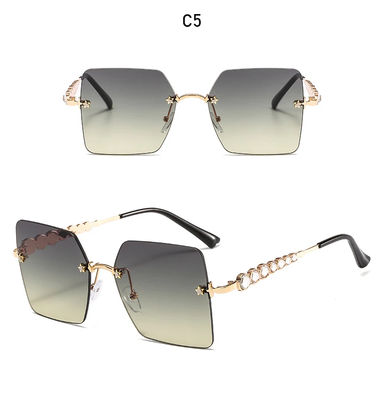New Arrival Frameless Square Sunglasses, Women's Luxury Sun Glasses ...