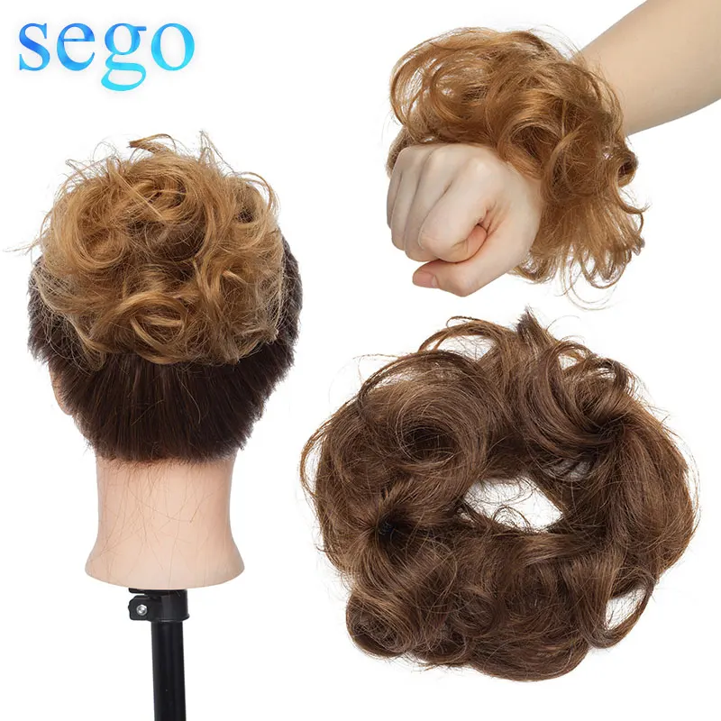 Special Price Hair-Bun Ponytail Scrunchies Donut-Chignon Human-Hair Curly SEGO Bundle Wrap Updos Remy bVnbVA5ZA