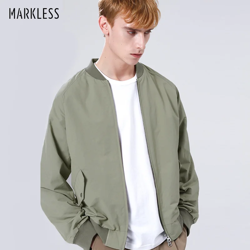 Markless мужские повседневные свободные бейсбольные куртки с воротником модная дружная куртка на молнии JKA9102M