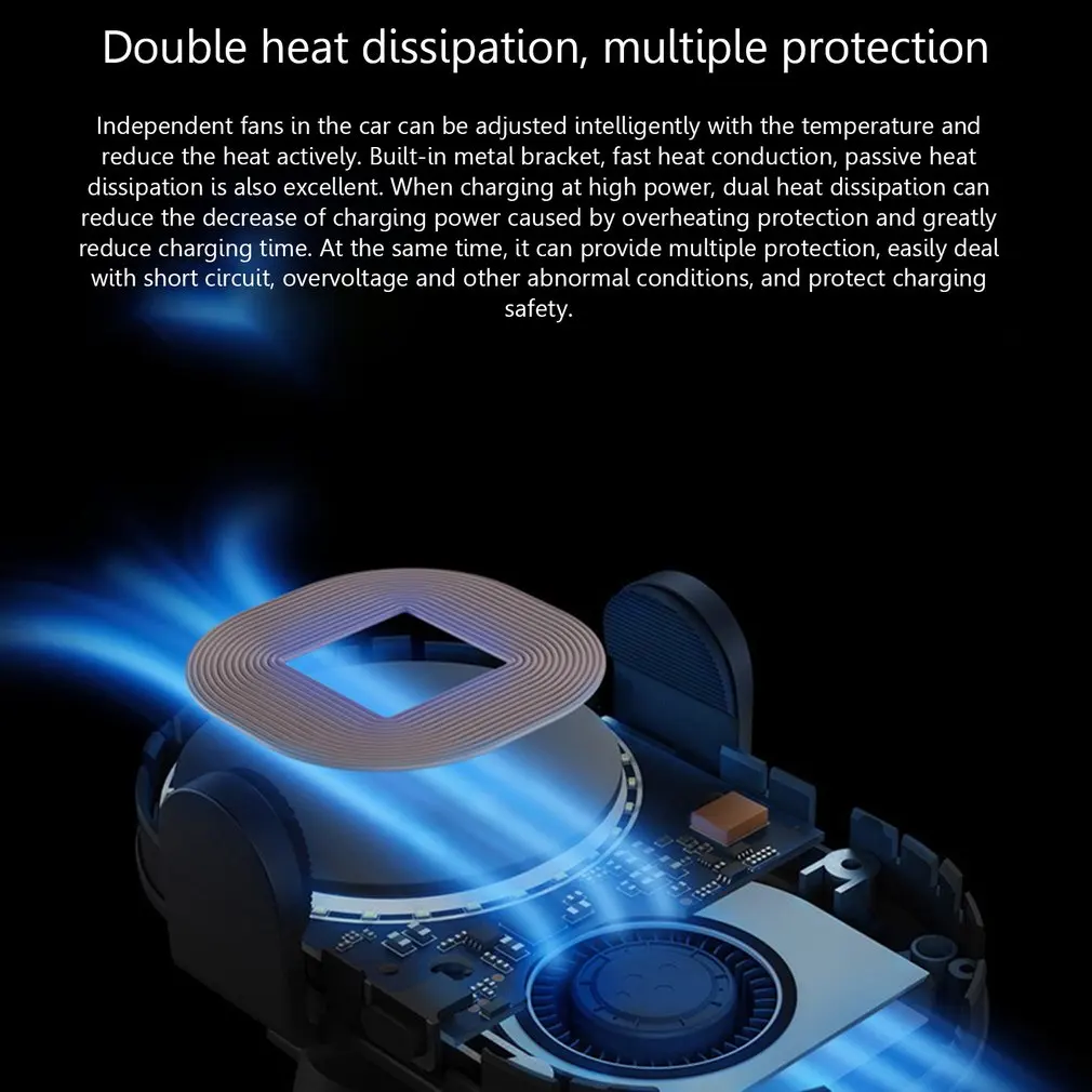 2019 Xiaomi Mi 20W MAX Qi Wireless Car Charger EPP Auto Pinch Car Phone Holder 2.5D Glass Ring Lit Charging for iPhone Samsung
