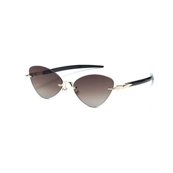 

Fashion personality pen leg style frameless sun glasses women sexy cat eye frameless driving sunglasses