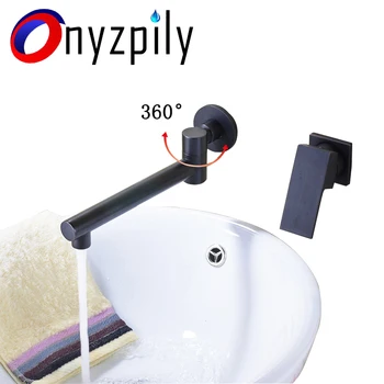 

Onyzpily Basin Faucet Oil Rubbed Bronze/ Brushed Nickel Wall Mounted Basin Sink Mixer Faucet 360 Rotation