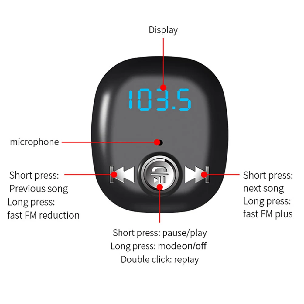Handsfree беспроводной Bluetooth автомобильный комплект fm-передатчик MP3-плеер двойной USB зарядное устройство