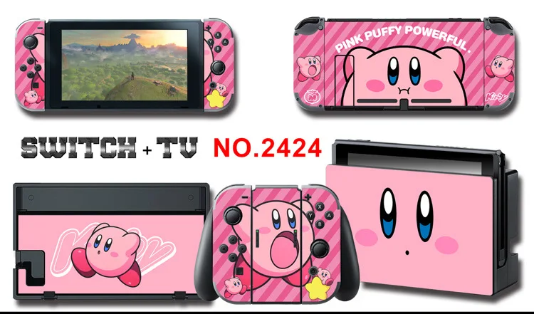 1set New Cute Anime Full Body Sticker for NS Switch Protective Cover Skin Colorful Art for Game Console Joy-Con Controller Decor