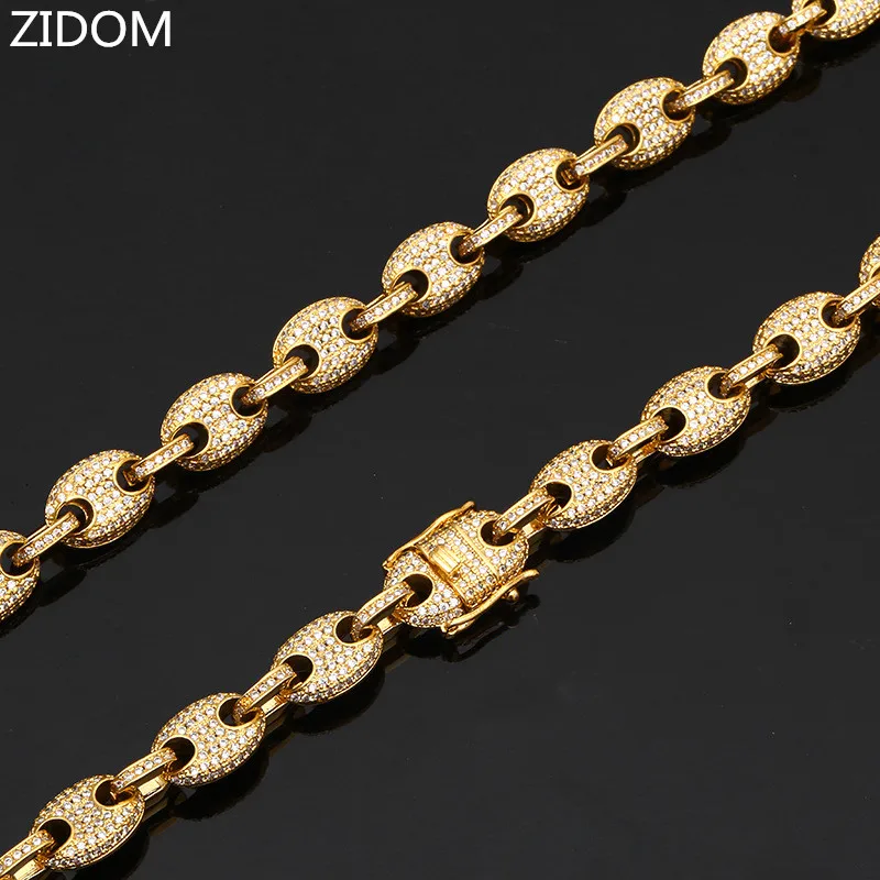 Мужские ожерелья с цепочкой в виде кофейных зерен из фианита 9 мм/24 дюйма длинные