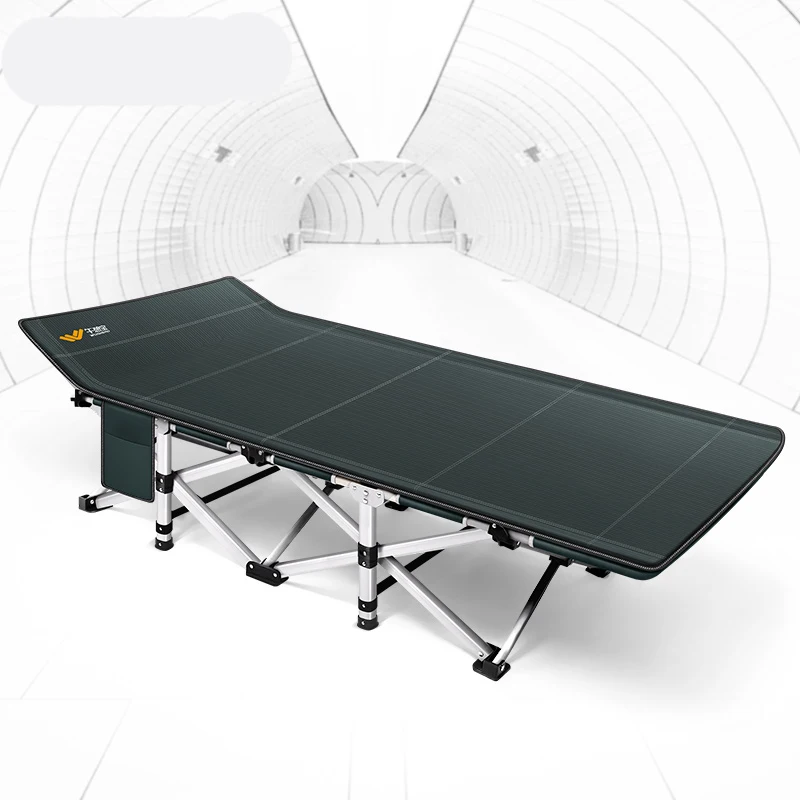 Aluminium Vouwen Bed Enkele Lunchpauze Kantoor Eenvoudige Dutje Fauteuil Draagbare Marching Huishoudelijke Volwassenen