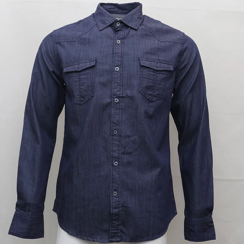 Мужские синие джинсы рубашка camisa masculina мужские рубашки с длинным рукавом Хлопок Social hombre дизель Сорочки мужские обычные