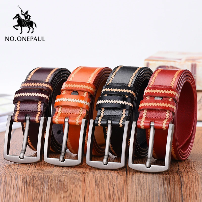 

NO.ONEPAUL women belt Leather belt men alloy pin buckle luxury brand fashion retro waist belt student youth belts for women