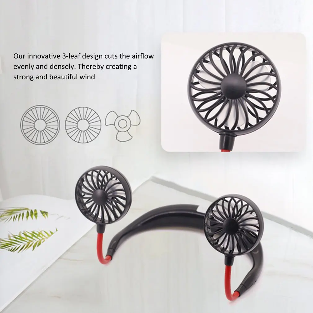 

3 Speed Mini Neck Fans USB Charging Fan 180 Degree Adjustable Neck Fan Neckband Sport Air Cooler Conditioner Desk Decor Fans