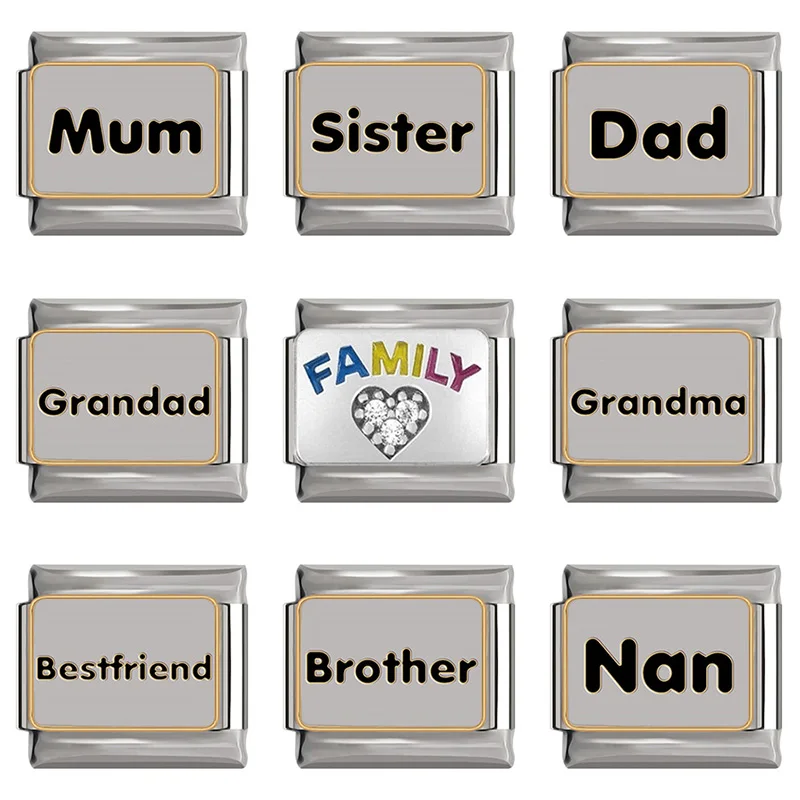 Hapiship-pulsera de acero inoxidable con eslabones italianos para mujer, pulsera de eslabones de 9mm con diseño de margaritas, papá, mamá, hermana de la familia, fabricación de joyas DJ310, 2021 Original