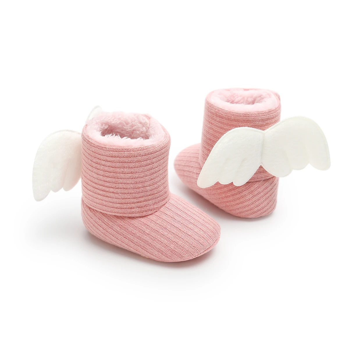 Новые Мягкие Детские ботиночки, рождественский подарок, для новорожденных, для малышей, крылья ангела, теплая обувь для кроватки, модные зимние ботинки для мальчика 0-18 месяцев - Цвет: Розовый