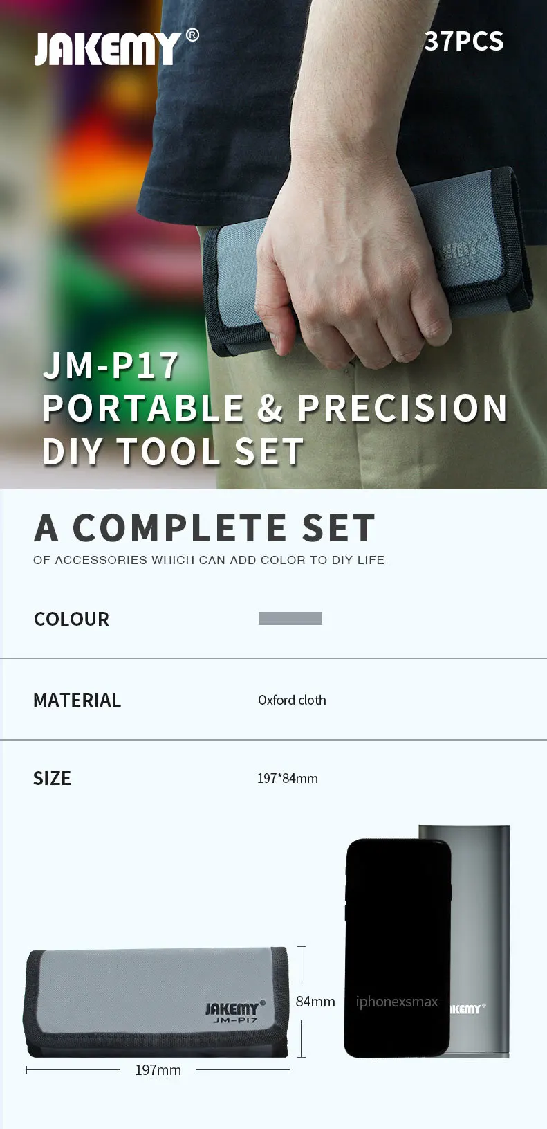 JAKEMY JM-P17 Portable Mini Precision Screwdriver Tool Set with Oxford Bag for Mobile Phone Computer Eyeglass Home DIY Repair