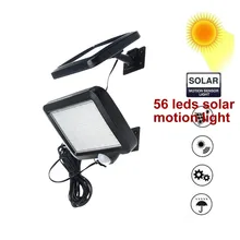 56 светодиоды на солнечной батарее со съемной панелью водонепроницаемый IP65 датчик движения для двора лужайка патио фонарь безопасности аварийный светильник спот 5 м