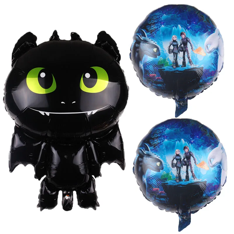 

1&5pcs How to Train Your Toothless Balloon Black Cartoon Dragon Ball Ceremony Birthday Party Baby Boy Theme Hero Decorative Toys