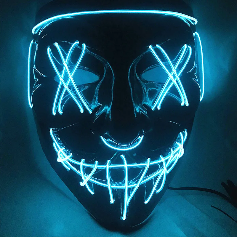 Светодиодный костюм для Хэллоуина, маска для очистки, маска для ресниц, костюм DJ, вечерние светящиеся маски, светящиеся в темноте, 10 цветов для выбора - Цвет: 2