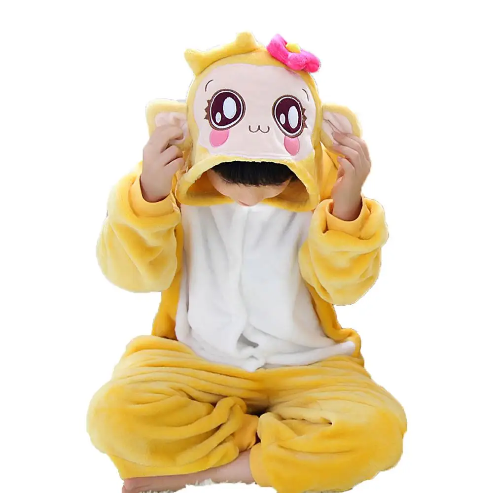 Kigurumi/Детские пижамы с единорогом; детские зимние комбинезоны; одежда для сна; пижамный комплект для мальчиков и девочек; Симпатичная Пижама Тоторо-животных - Цвет: Girls YoCi Monkey