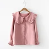 2020 Korean Spring Autumn Long Sleeve Ruffles Peter Pan Collar Women Blouse Shirts Tops Female School Uniform Girls White Shirt 5