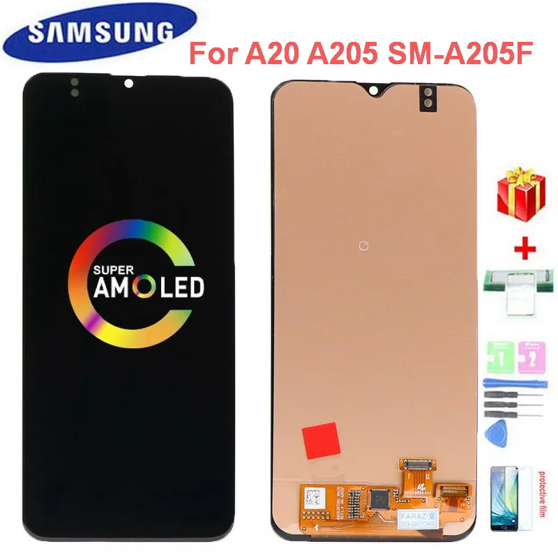 Супер AMOLED 6 4 &quotЖК дисплей для Samsung Galaxy A20 A205 SM A205F A205FN A205GN A205S сенсорный экран дигитайзер в сборе|Экраны