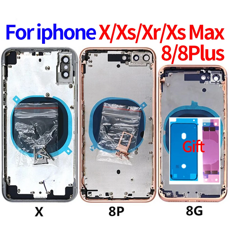 10 шт. для iphone 8 8G / Plus X XR XS MAX Крышка корпуса батарейного отсека задняя рамка крышка