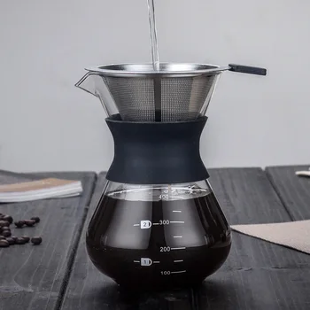 

Portable Glass Coffee Filter Pot Maker V60 Glass Coffee Pot Teapot Kettle Mocha Espresso Percolator Tool Cups Drinkware