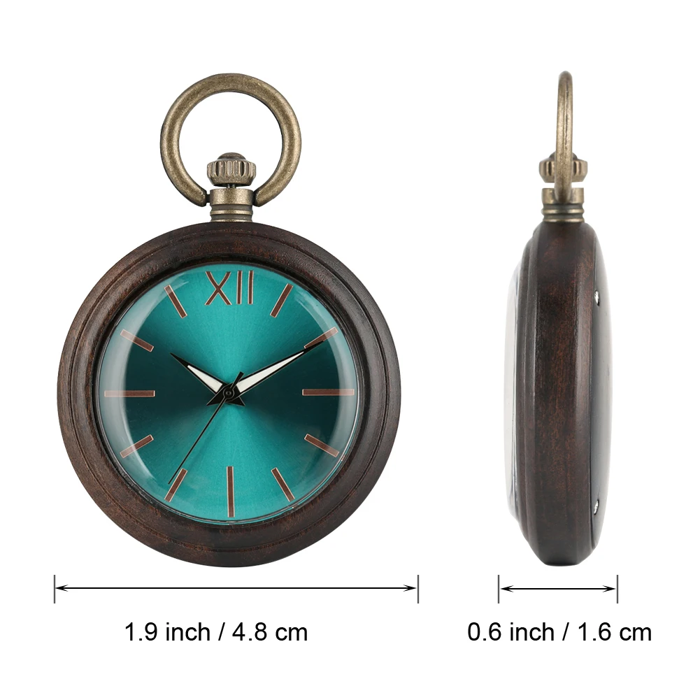 Classic Ebony Wooden Men Women Quartz Pocket Watch Marble Dial Pocket Watches Bronze Alloy Pendant Chain Gifts