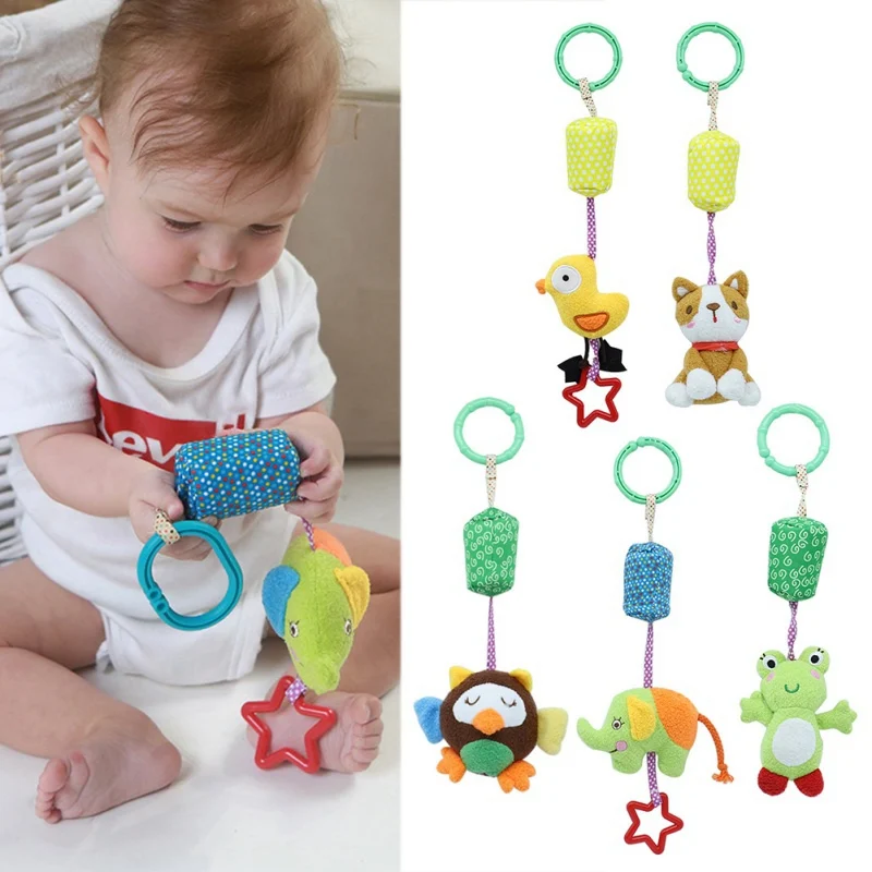 Baby Toys Cotton Rattles Stroller Pram Crib Hanging Soft Plush Toys Animal Clip Baby Crib Bed Hanging Bells Toys For Babies