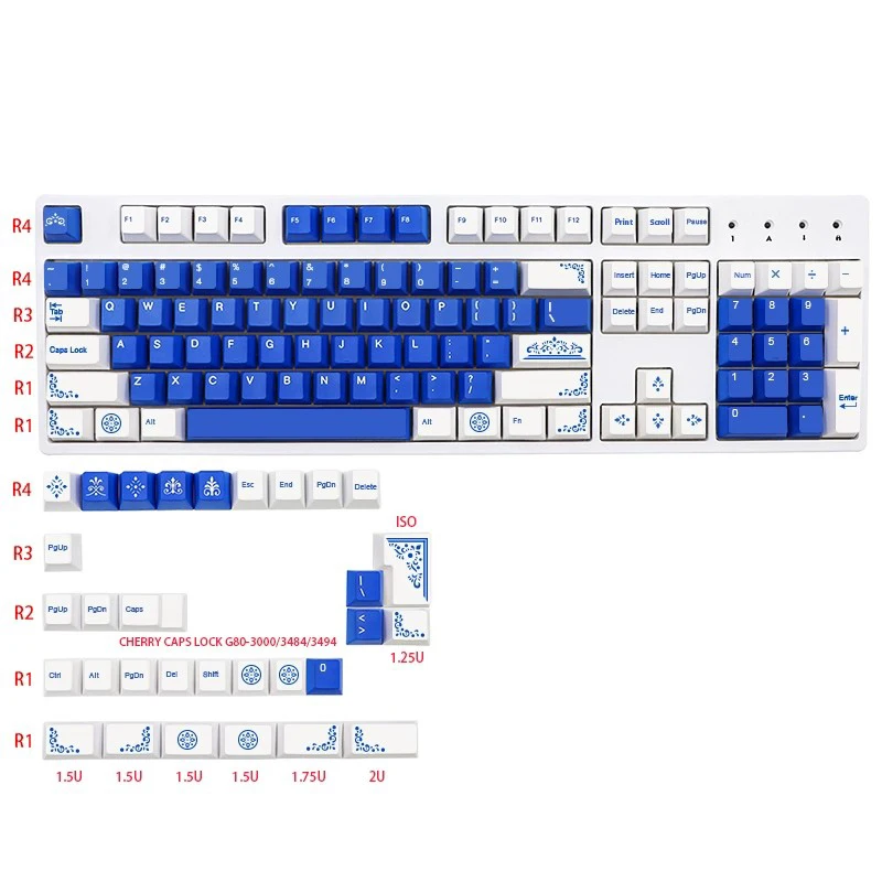 135 Key GMK Lazurite Keycap PBT Dye Subbed Cherry Profile Keycap1.75U 2U Shift For GK61 Sk61 64 84 TKL87 98 108 MX Switch | Компьютеры и