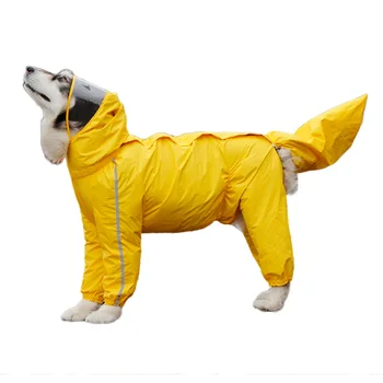 

Dog Raincoat Hooded Reflective Waterproof Jumpsuit For Large Medium Small Dogs Outdoor Pet Poncho Coveralls Blue Yellow WLYANG