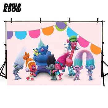 

DAWNKNOW Cartoon DreamWorks Trolls Photography Background For Baby Photocall Trolls Backdrop Children Photo Studio lv775